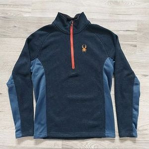 Spyder Mens Outbound 1/4 Zip Pullover Fleece Lined Sweater Medium Navy